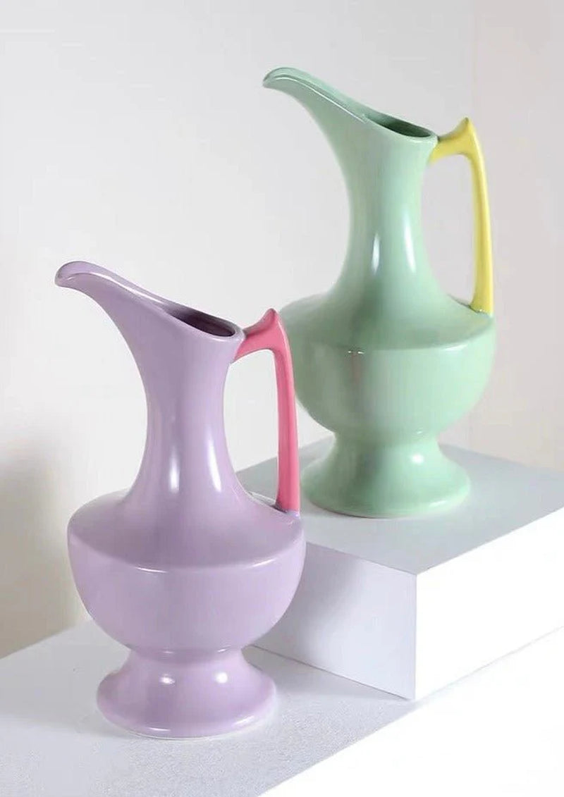 Handmade Medieval Style Ceramic Decorative Flower Vase - Glazed with Dopamine Colors