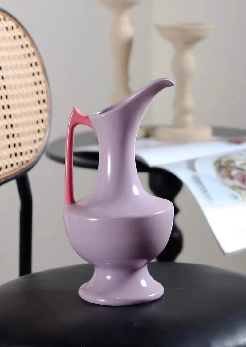 Handmade Medieval Style Ceramic Decorative Flower Vase - Glazed with Dopamine Colors