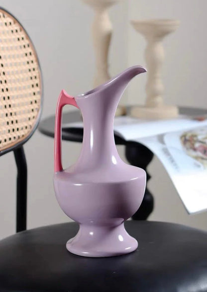 Handmade Medieval Style Ceramic Decorative Flower Vase - Glazed with Dopamine Colors