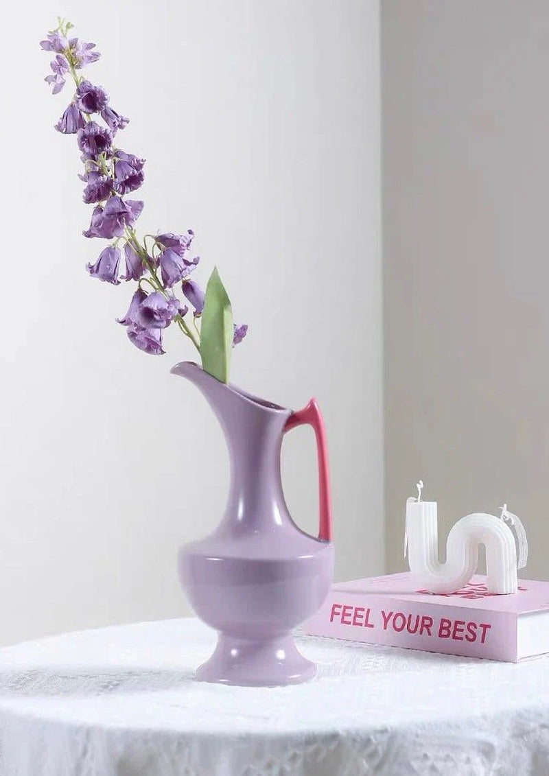 Handmade Medieval Style Ceramic Decorative Flower Vase - Glazed with Dopamine Colors