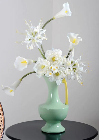 Handmade Medieval Style Ceramic Decorative Flower Vase - Glazed with Dopamine Colors