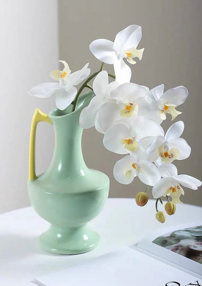 Handmade Medieval Style Ceramic Decorative Flower Vase - Glazed with Dopamine Colors